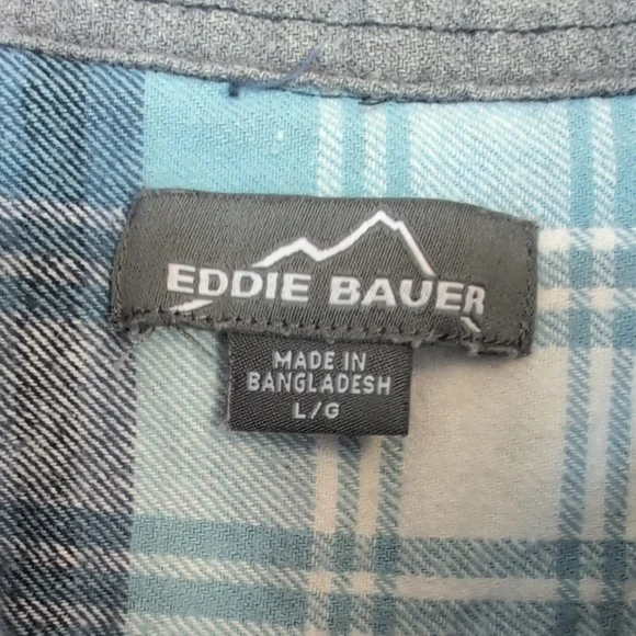 Eddie Bauer Flannel Plaid Button Down Shirt L M612 - Picture 3 of 6